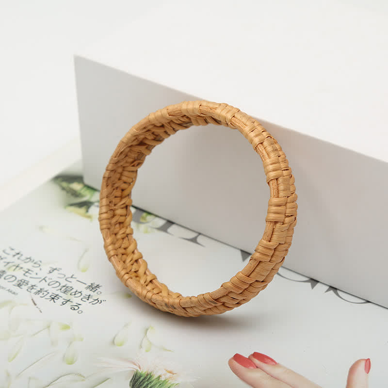 Nimara Ritual Handwoven Rattan Bohemian Resort Wide Bracelet Bangle