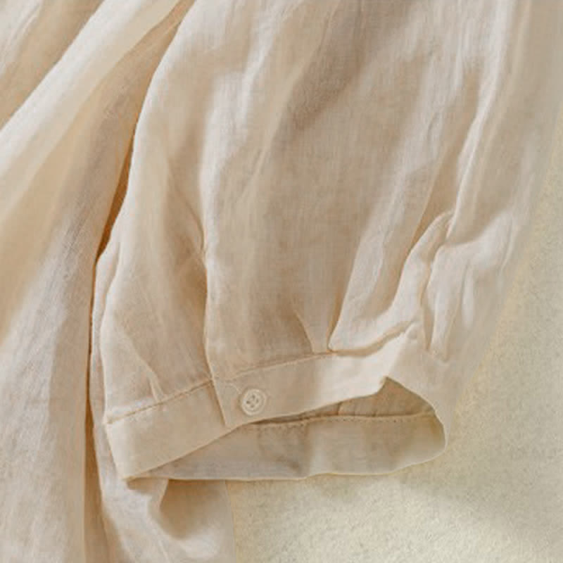 Nimara Ritual Summer Vintage Button-Up Solid Women's Elbow-Length Sleeve Shirts