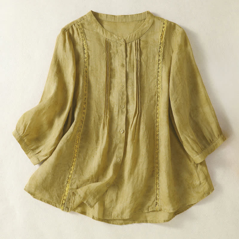 Nimara Ritual Summer Vintage Button-Up Solid Women's Elbow-Length Sleeve Shirts