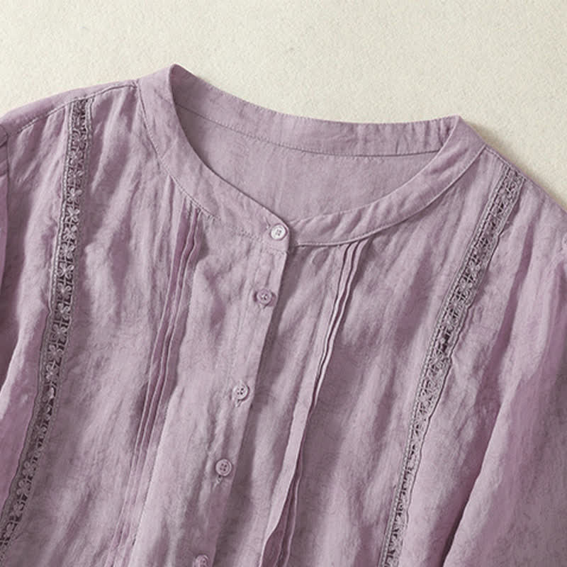 Nimara Ritual Summer Vintage Button-Up Solid Women's Elbow-Length Sleeve Shirts