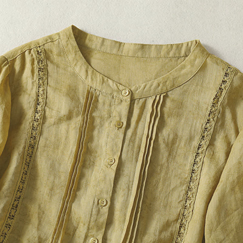 Nimara Ritual Summer Vintage Button-Up Solid Women's Elbow-Length Sleeve Shirts