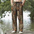 Nimara Ritual Cotton Mandala Paisley Geometry Pattern Men's Tapered Pants With Pockets