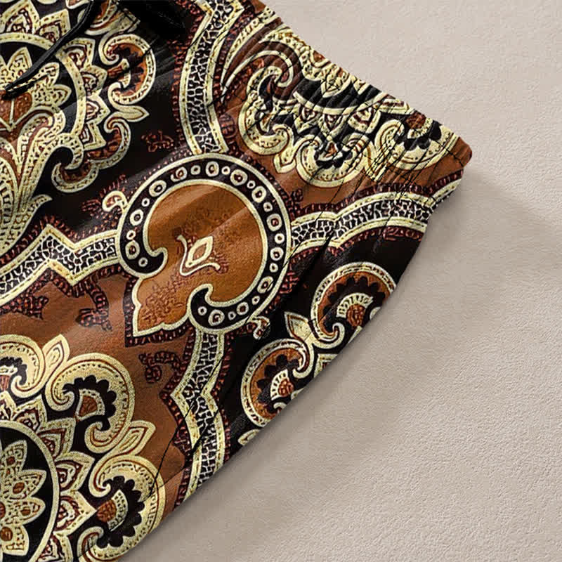 Nimara Ritual Cotton Mandala Paisley Geometry Pattern Men's Tapered Pants With Pockets