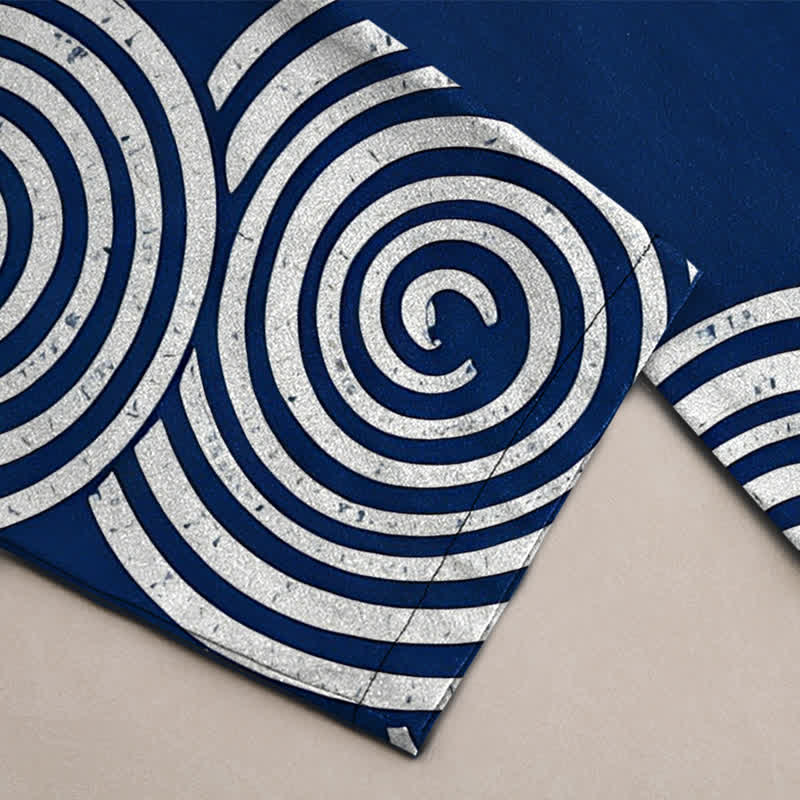 Nimara Ritual Pure Cotton Concentric Circle Pattern Men's Tapered Pants With Pockets