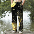 Nimara Ritual Cotton Golden Moon Bamboo Pattern Men's Tapered Pants With Pockets