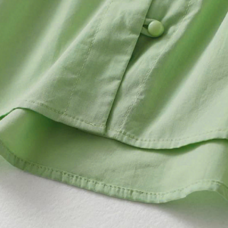 Nimara Ritual Summer Casual Button Up Solid Ruffled Collar Cotton Women's Short Sleeve Shirt