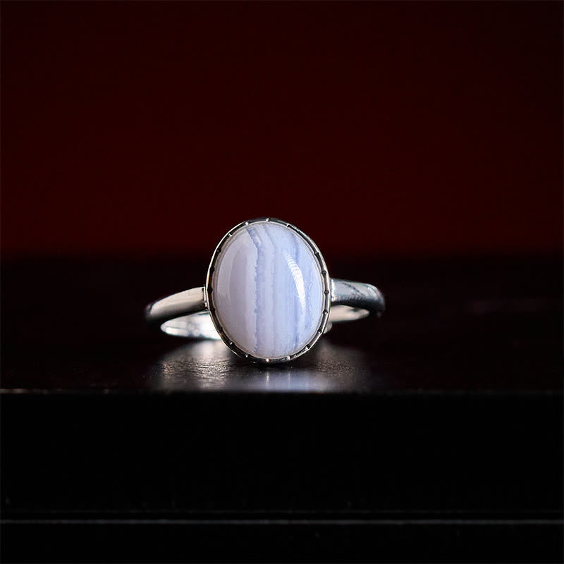 Nimara Ritual Natural Blue Lace Agate Round Balance Ring