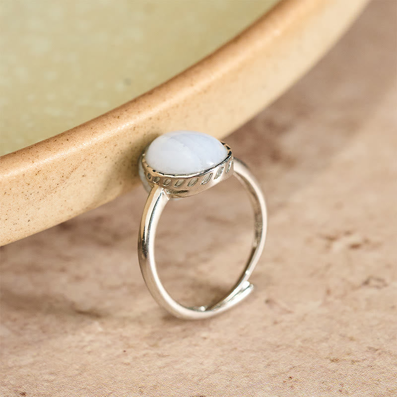 Nimara Ritual Natural Blue Lace Agate Round Balance Ring