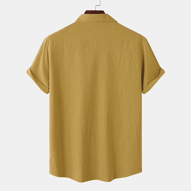 Nimara Ritual Summer Casual Solid Buttons Men's Short Sleeve Shirts With Decorative Pockets