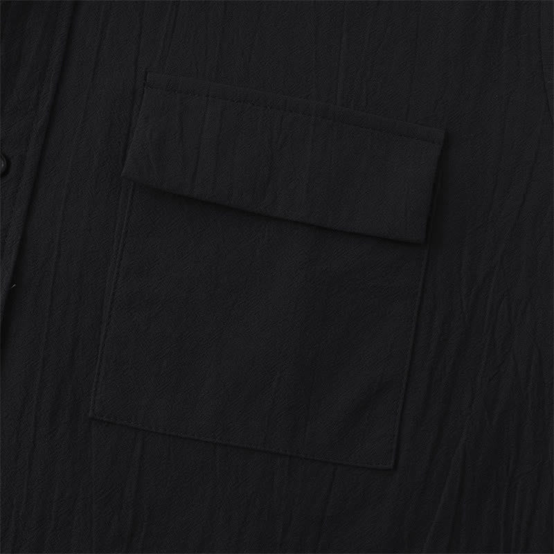 Nimara Ritual Summer Casual Solid Buttons Men's Short Sleeve Shirts With Decorative Pockets