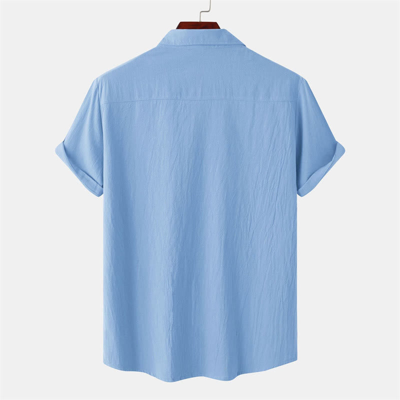 Nimara Ritual Summer Casual Solid Buttons Men's Short Sleeve Shirts With Decorative Pockets