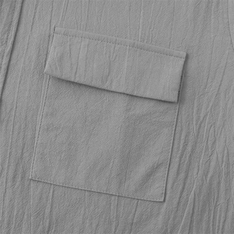 Nimara Ritual Summer Casual Solid Buttons Men's Short Sleeve Shirts With Decorative Pockets