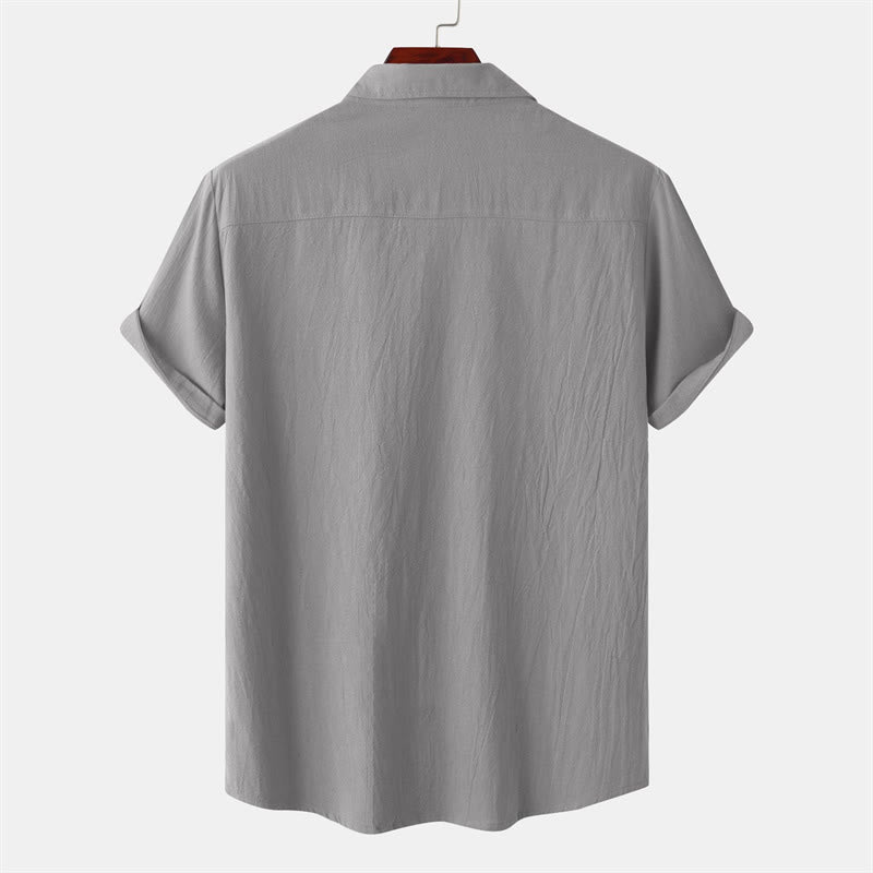 Nimara Ritual Summer Casual Solid Buttons Men's Short Sleeve Shirts With Decorative Pockets
