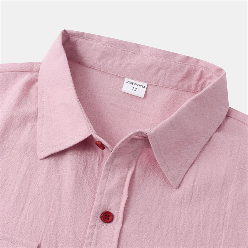 Nimara Ritual Summer Casual Solid Buttons Men's Short Sleeve Shirts With Decorative Pockets
