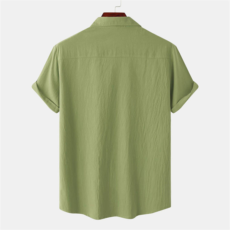 Nimara Ritual Summer Casual Solid Buttons Men's Short Sleeve Shirts With Decorative Pockets