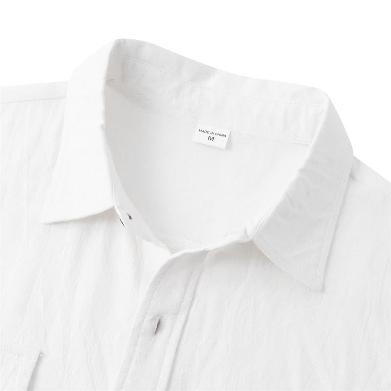Nimara Ritual Summer Casual Solid Buttons Men's Short Sleeve Shirts With Decorative Pockets