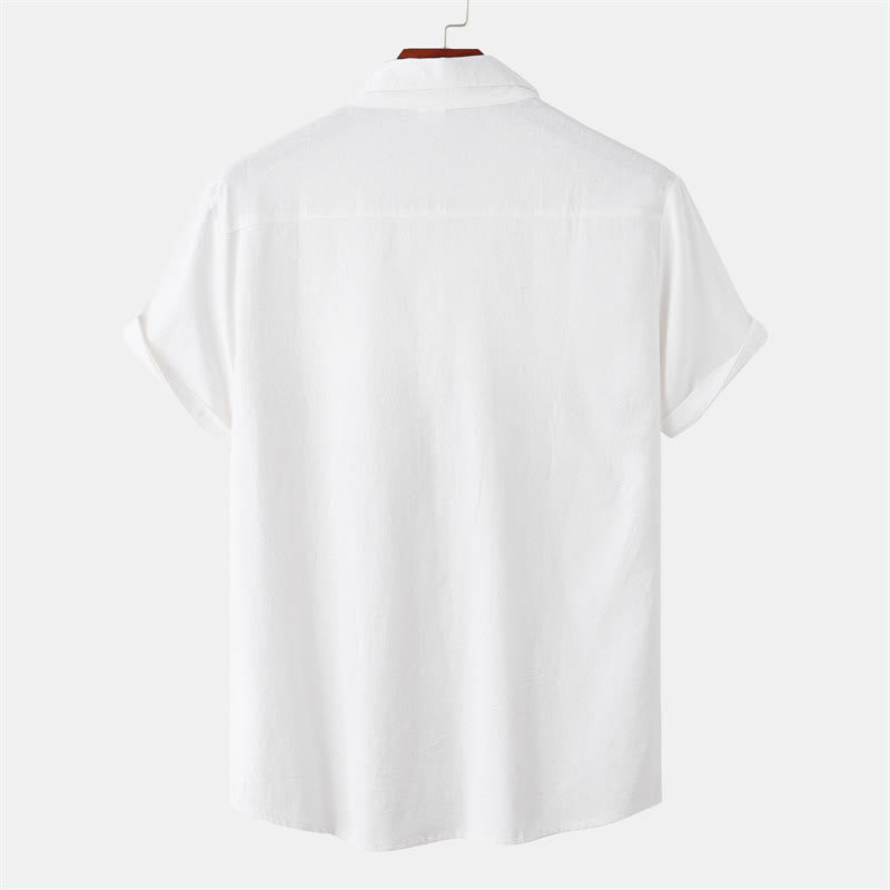 Nimara Ritual Summer Casual Solid Buttons Men's Short Sleeve Shirts With Decorative Pockets