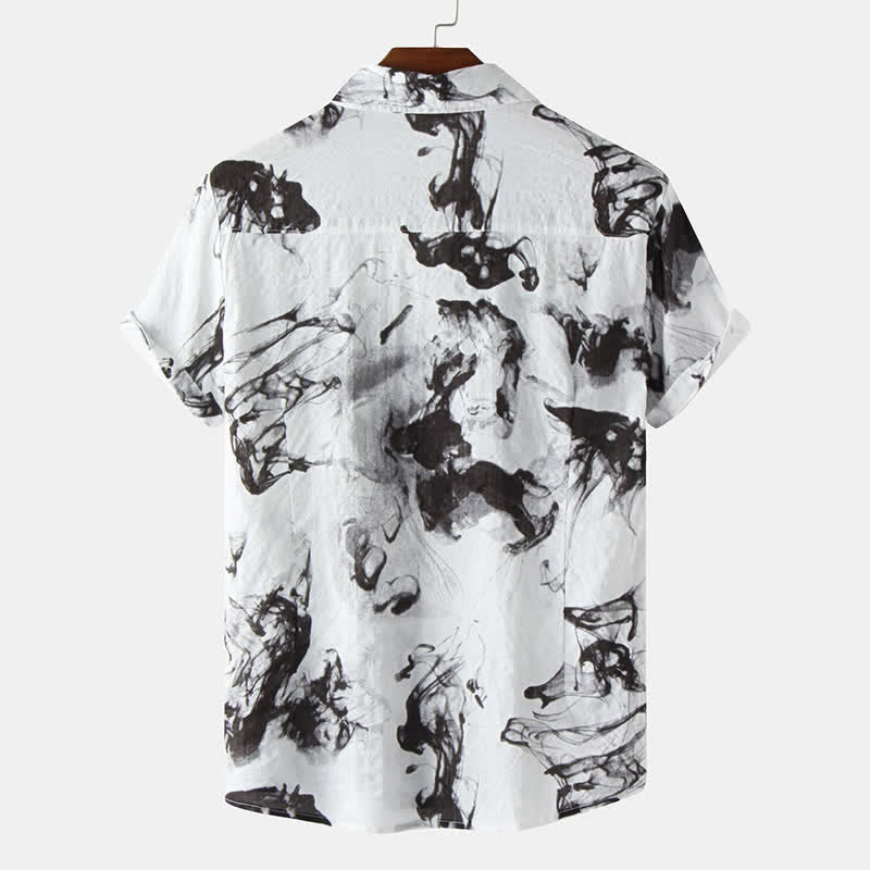 Nimara Ritual Summer Casual Button-Up Ink Print Men's Short Sleeve Shirts