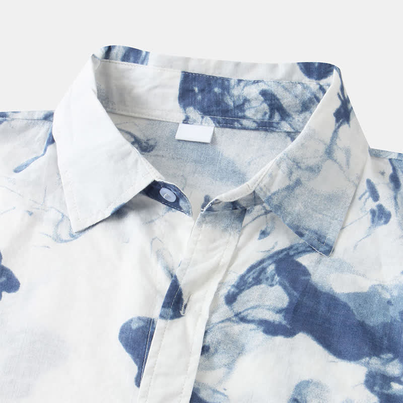 Nimara Ritual Summer Casual Button-Up Ink Print Men's Short Sleeve Shirts