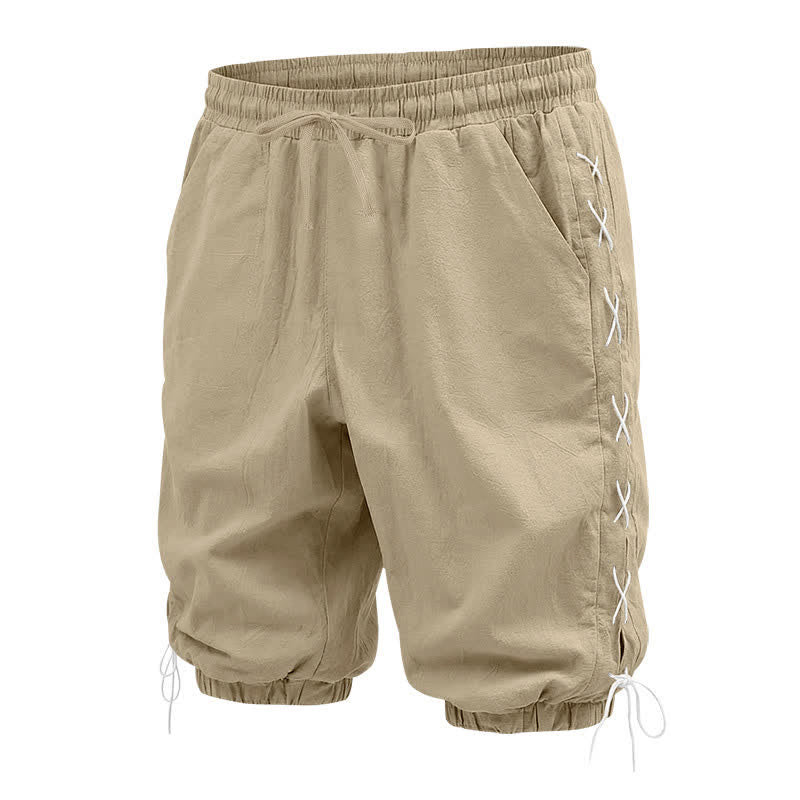Nimara Ritual Summer Casual Drawstring Side Slit Solid Bermuda Shorts Men's Straight Leg Pants With Pockets