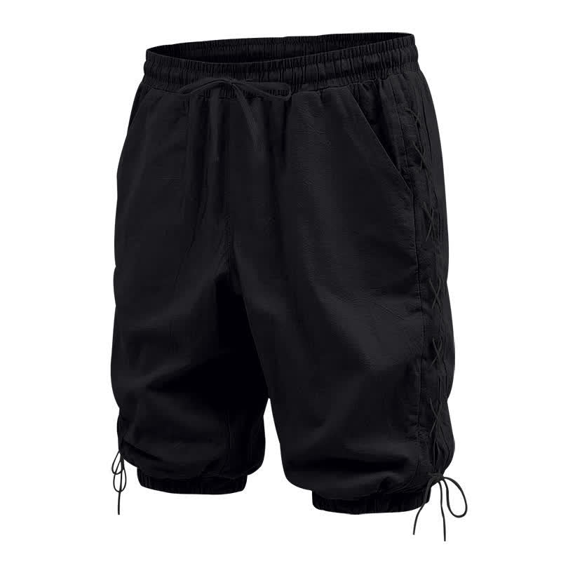 Nimara Ritual Summer Casual Drawstring Side Slit Solid Bermuda Shorts Men's Straight Leg Pants With Pockets