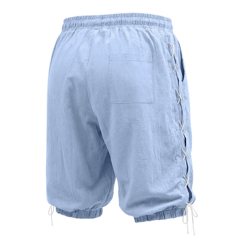 Nimara Ritual Summer Casual Drawstring Side Slit Solid Bermuda Shorts Men's Straight Leg Pants With Pockets