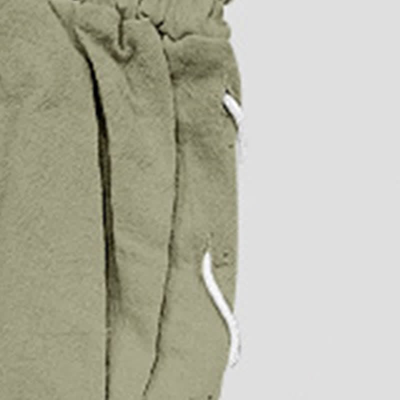 Nimara Ritual Summer Casual Drawstring Side Slit Solid Bermuda Shorts Men's Straight Leg Pants With Pockets