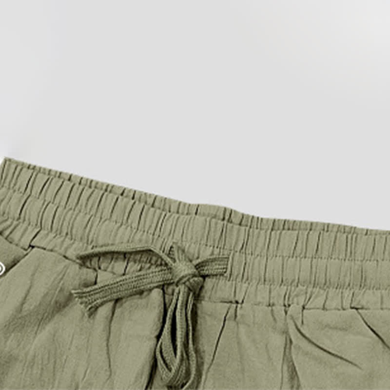 Nimara Ritual Summer Casual Drawstring Side Slit Solid Bermuda Shorts Men's Straight Leg Pants With Pockets