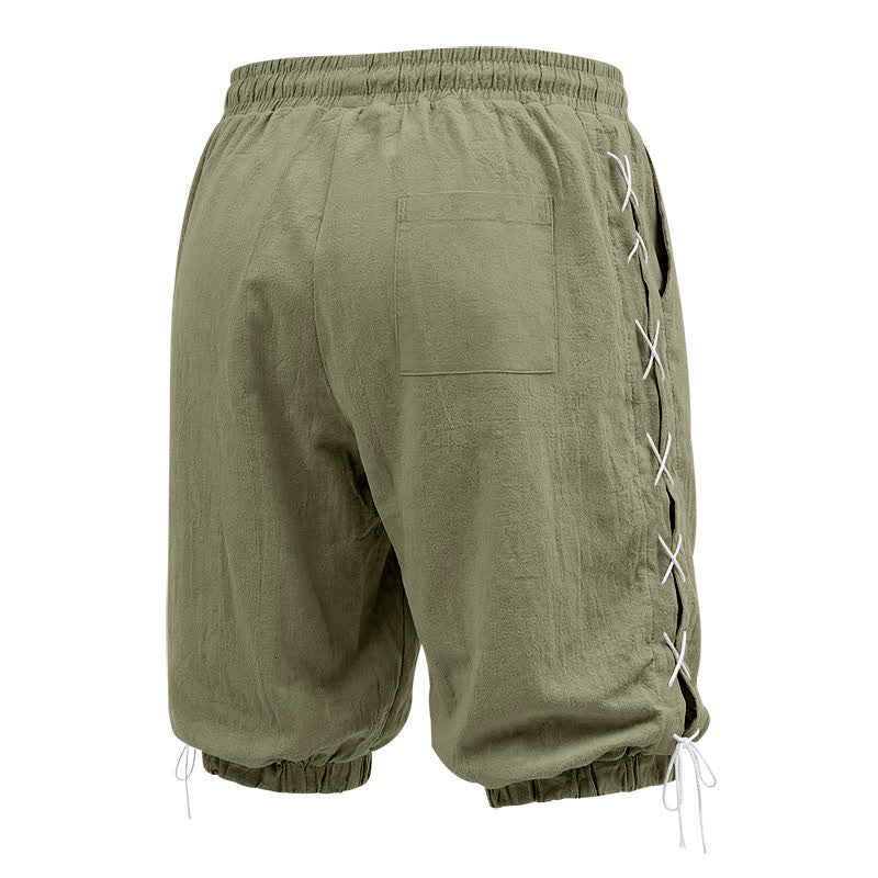 Nimara Ritual Summer Casual Drawstring Side Slit Solid Bermuda Shorts Men's Straight Leg Pants With Pockets