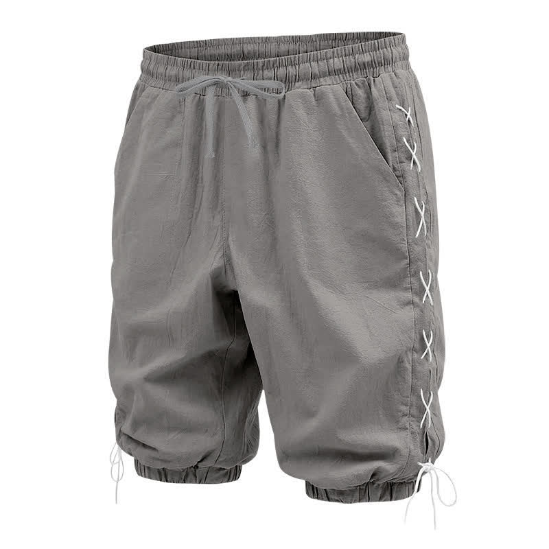 Nimara Ritual Summer Casual Drawstring Side Slit Solid Bermuda Shorts Men's Straight Leg Pants With Pockets