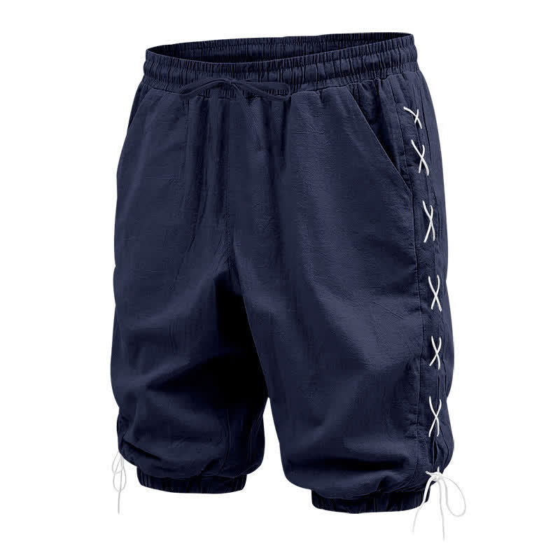 Nimara Ritual Summer Casual Drawstring Side Slit Solid Bermuda Shorts Men's Straight Leg Pants With Pockets