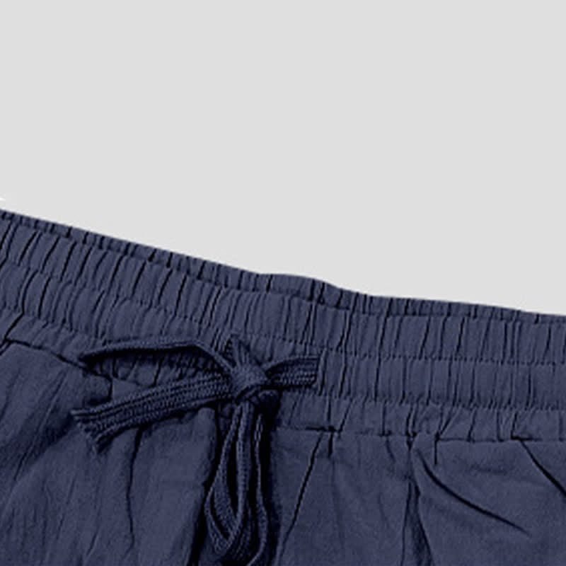 Nimara Ritual Summer Casual Drawstring Side Slit Solid Bermuda Shorts Men's Straight Leg Pants With Pockets