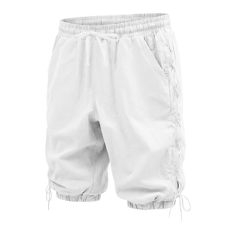 Nimara Ritual Summer Casual Drawstring Side Slit Solid Bermuda Shorts Men's Straight Leg Pants With Pockets