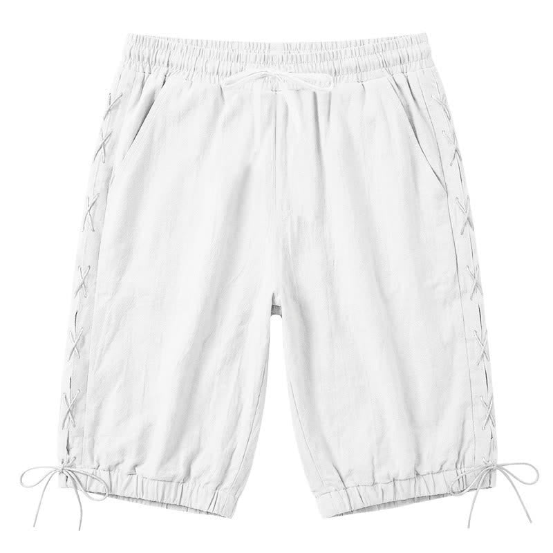Nimara Ritual Summer Casual Drawstring Side Slit Solid Bermuda Shorts Men's Straight Leg Pants With Pockets