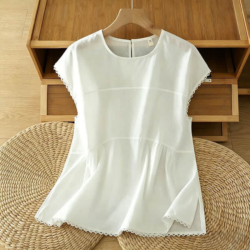 Nimara Ritual Summer Casual Solid Crew Neck Women's Cap Sleeve T-Shirts Tank Top