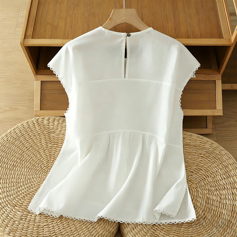 Nimara Ritual Summer Casual Solid Crew Neck Women's Cap Sleeve T-Shirts Tank Top
