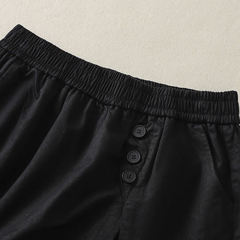 Nimara Ritual Summer Casual Decorative Buttons Solid Women's Shorts With Pockets