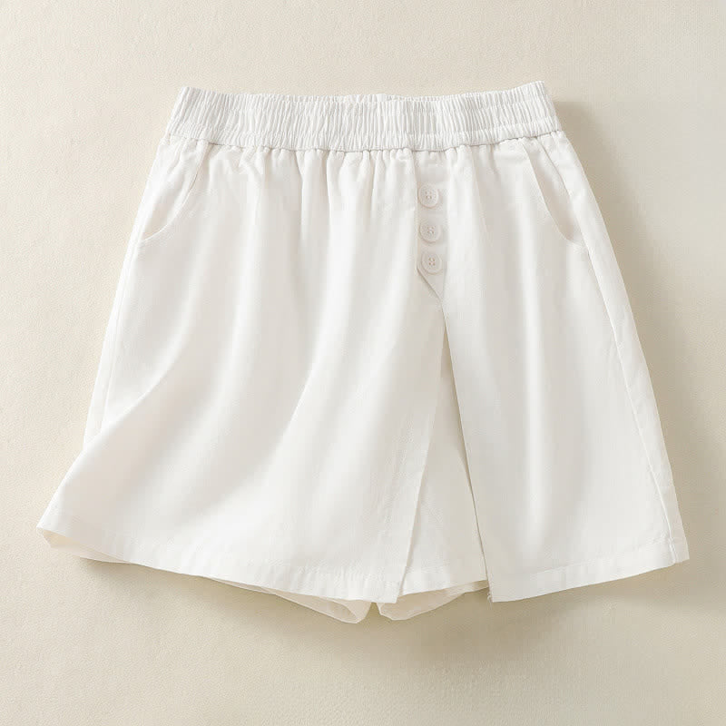 Nimara Ritual Summer Casual Decorative Buttons Solid Women's Shorts With Pockets