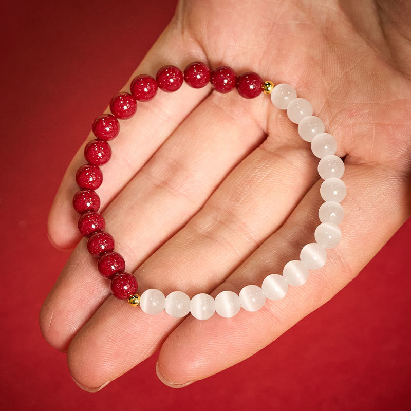 Nimara Ritual Cinnabar White Cat's Eye Calm Bracelet