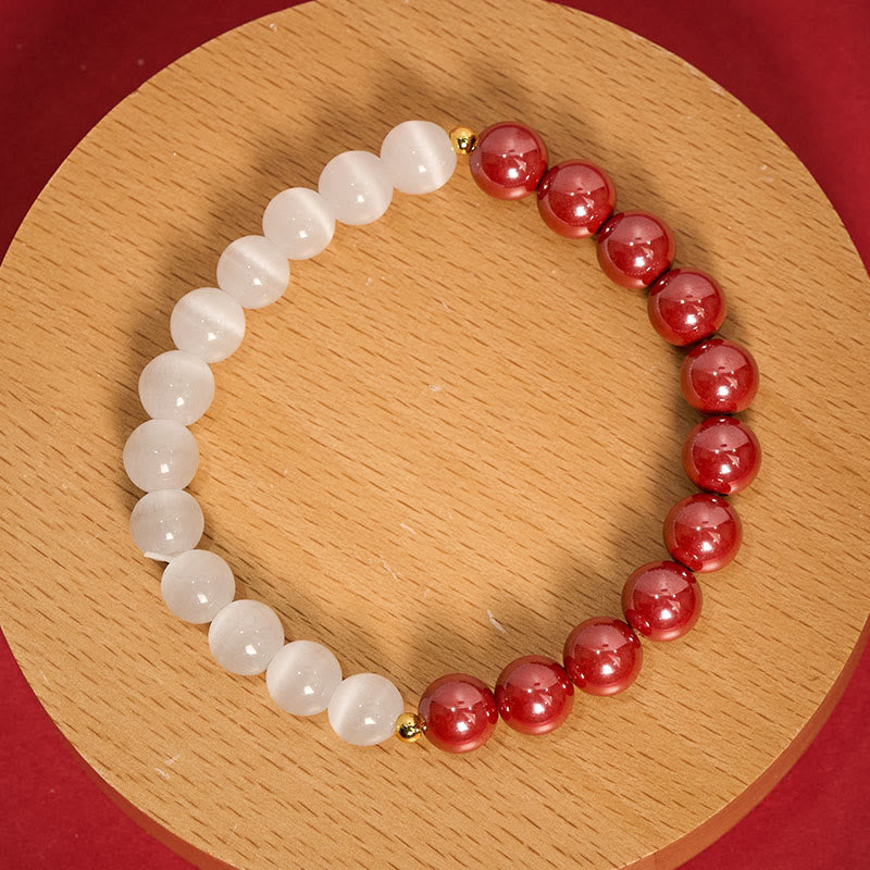 Nimara Ritual Cinnabar White Cat's Eye Calm Bracelet