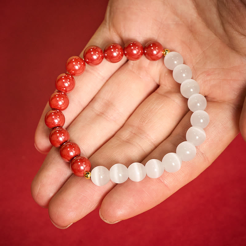 Nimara Ritual Cinnabar White Cat's Eye Calm Bracelet