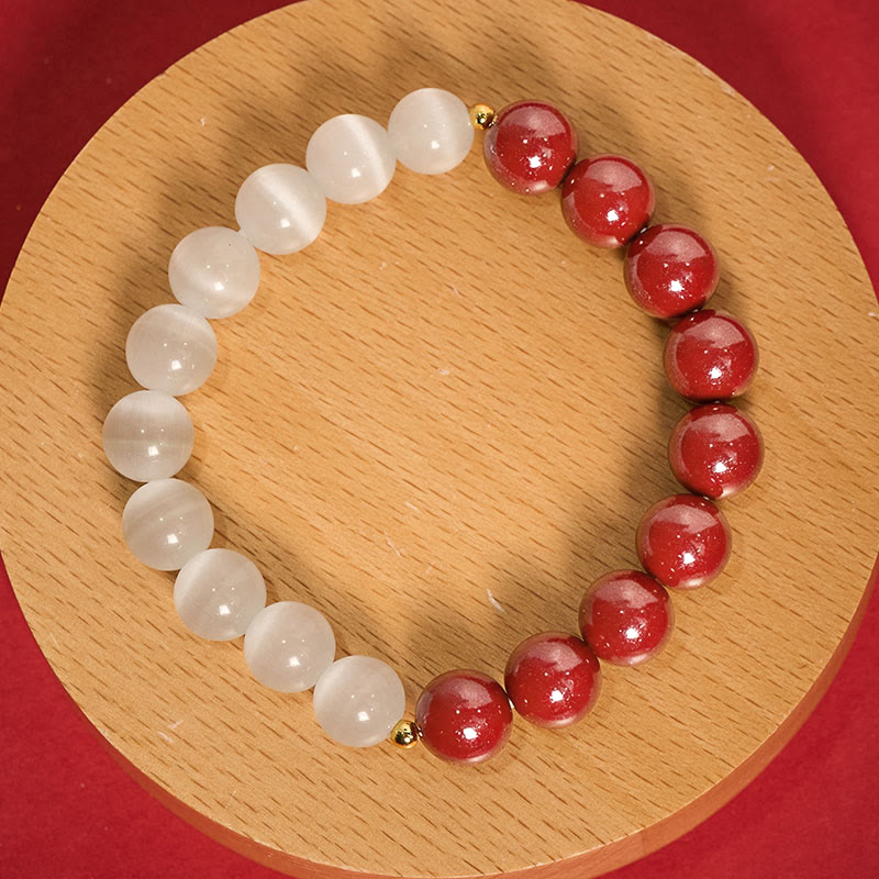 Nimara Ritual Cinnabar White Cat's Eye Calm Bracelet