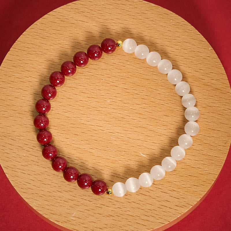 Nimara Ritual Cinnabar White Cat's Eye Calm Bracelet
