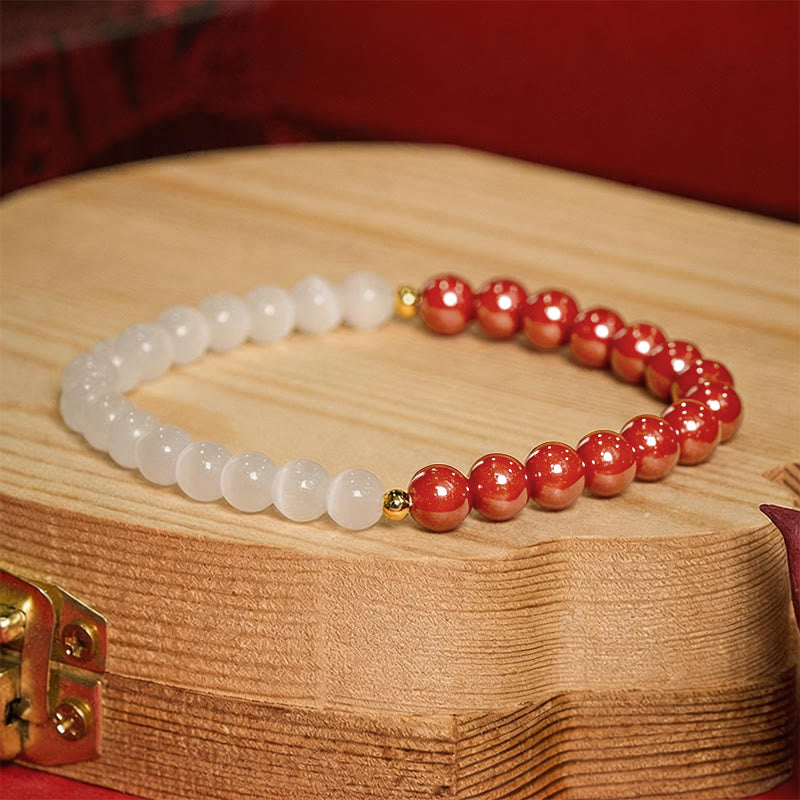 Nimara Ritual Cinnabar White Cat's Eye Calm Bracelet