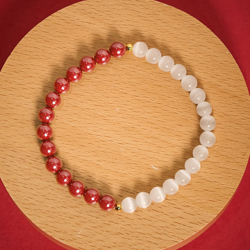 Nimara Ritual Cinnabar White Cat's Eye Calm Bracelet