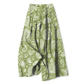 Nimara Ritual Cotton Linen Olive Paisley Pattern Women's Elastic Waist Wide Leg Pants With Pockets