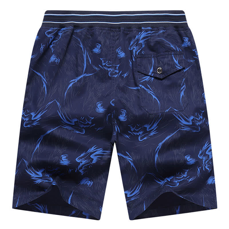Nimara Ritual Summer Drawstring Abstract Print Cotton Men's Shorts With Pockets