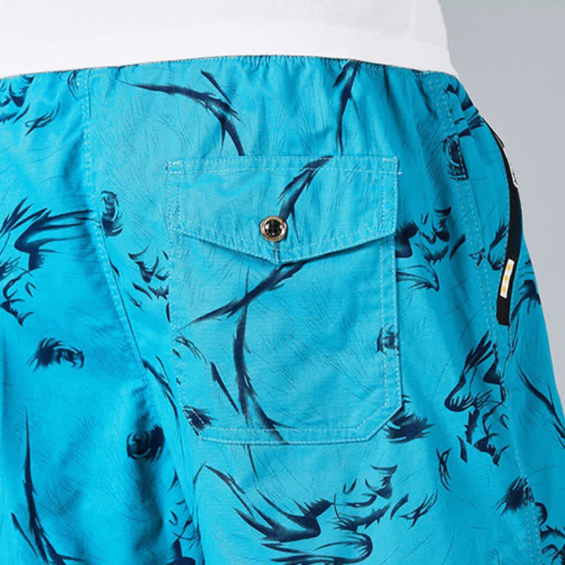 Nimara Ritual Summer Drawstring Abstract Print Cotton Men's Shorts With Pockets