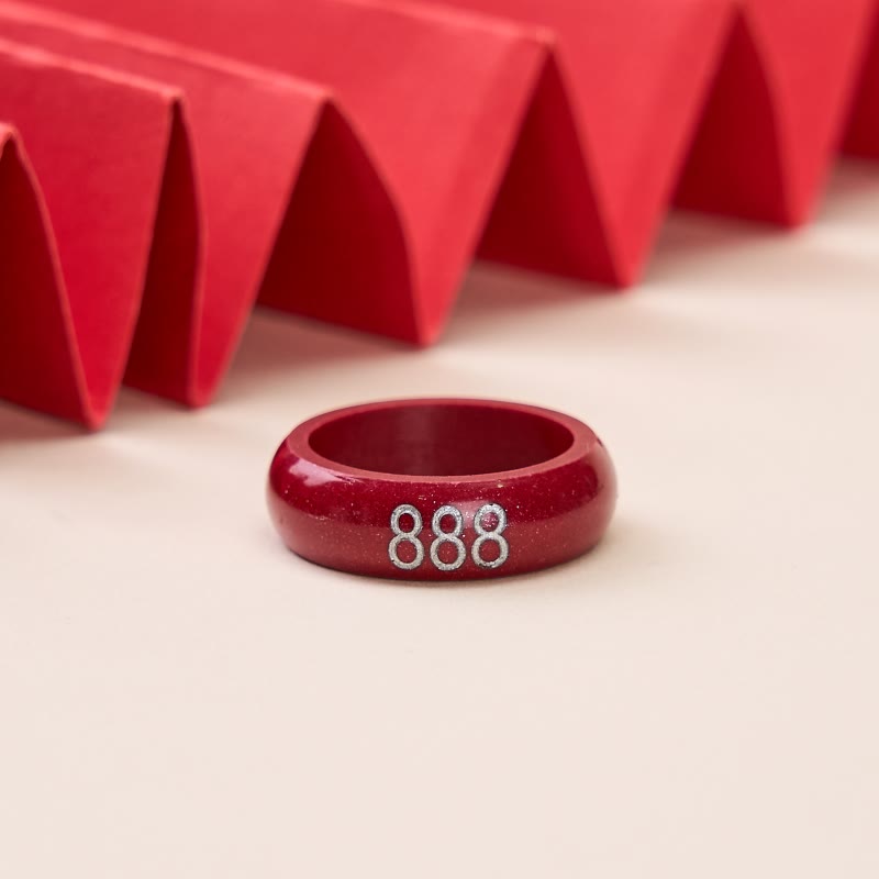 Nimara Ritual Cinnabar Round Carved 444 Angel Number 888 Angel Number Blessing Ring