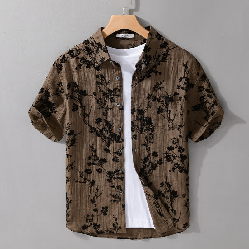 Nimara Ritual Summer Casual Button-Up Floral Men's Short Sleeve Shirt With Decorative Pocket